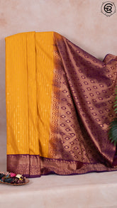 Honey Yellow and Byzantine Maroon Bridal Kanchipuram Silk Saree